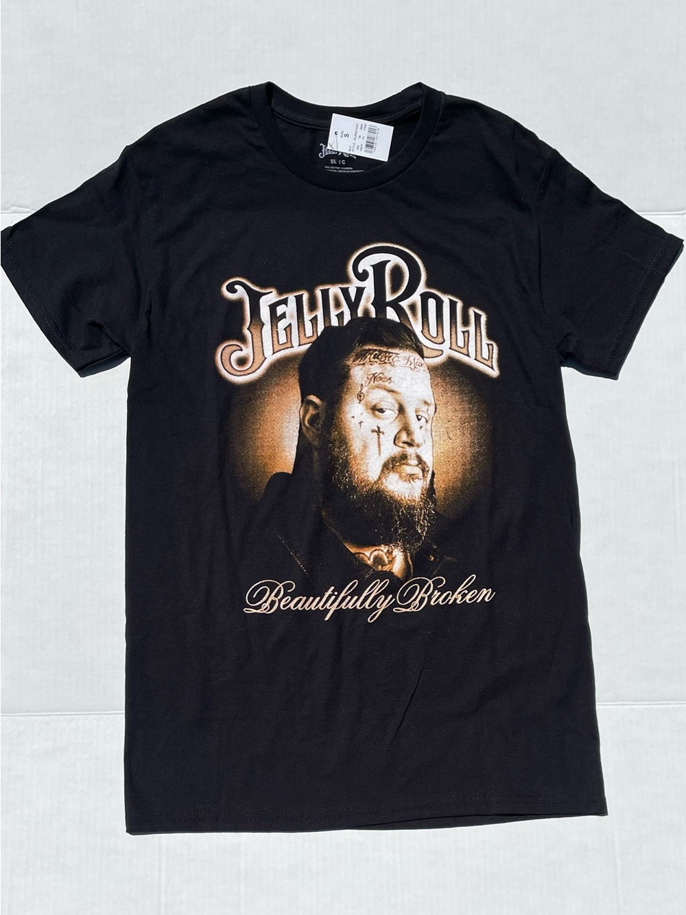"Beautifully Broken" Jelly Roll Black Graphic T-Shirt - Picture 1 of 3